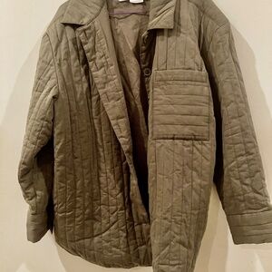 Treasure & Bond Olive Quilted Shacket Oversized